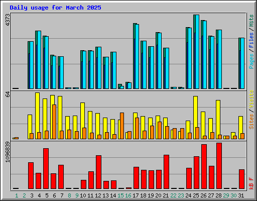 Daily usage for March 2025