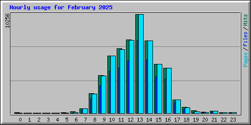 Hourly usage for February 2025