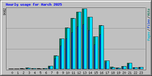 Hourly usage for March 2025